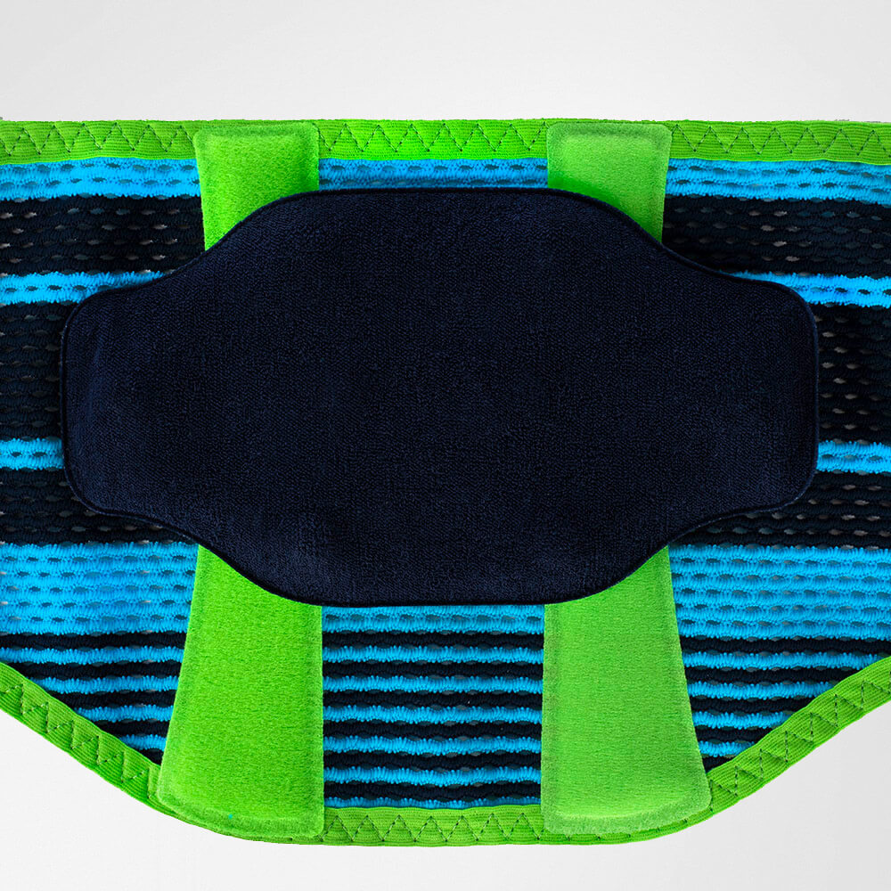 Interior view of the back bandage for sport with a view of the Pelotte
