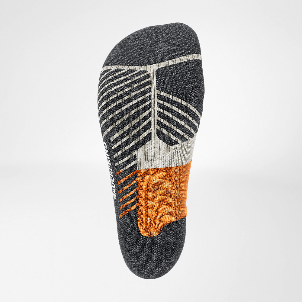 View from below - detailed view of the relief brine of the trail run - running socks