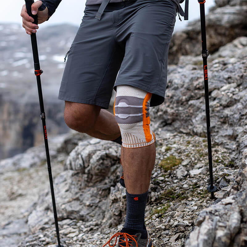 Person wearing the outdoor knee brace