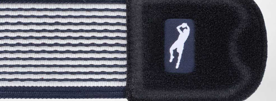 Ankle bandage Dirk Nowitzki detailed recording taping belt Detailed view of the blue taping belt belonging to the ankle bandage Dirk Nowitzi Edition