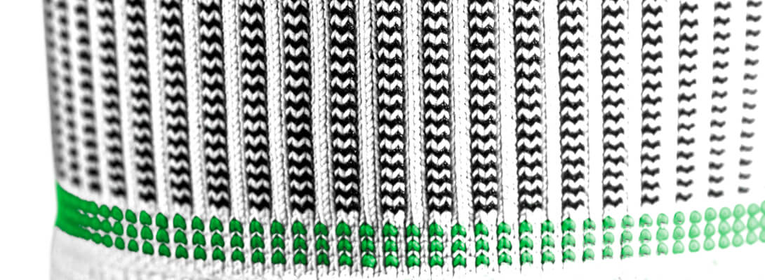 Waden Sleeves detailed recording Detailed view of the Unterschenkelsleeves with a focus on the knit