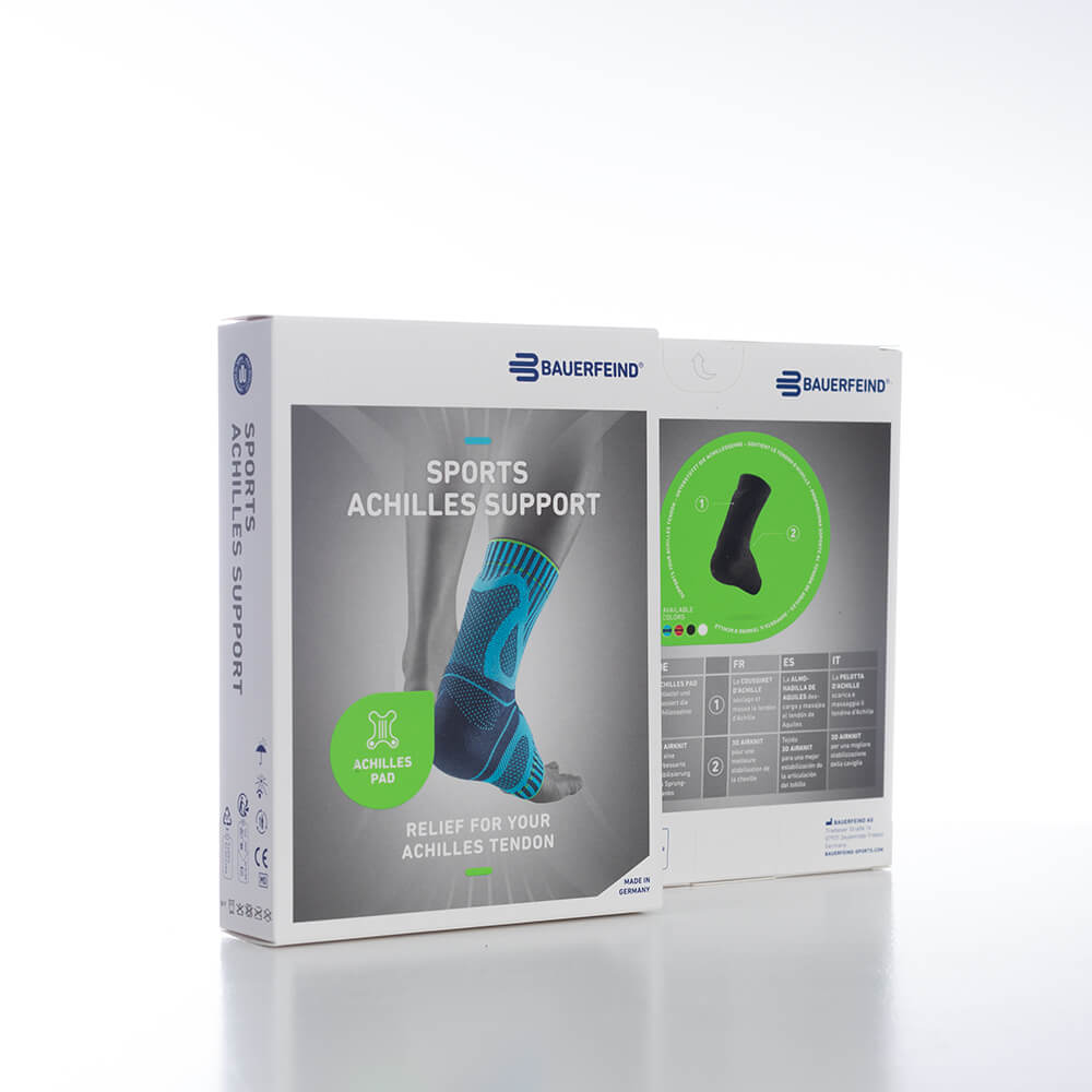 Complete view of the white packaging of Achilles Support