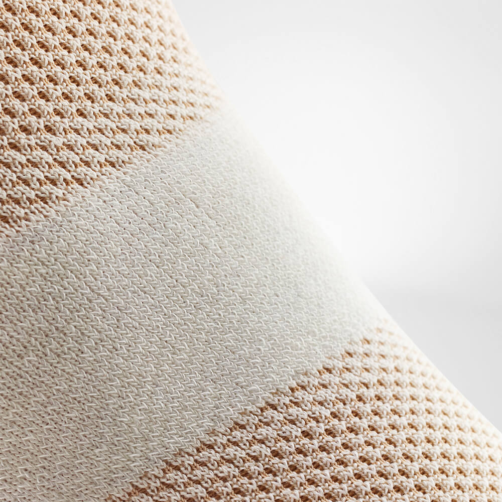 Detail view of the back of the knee of an outdoor knee brace for maximum comfort