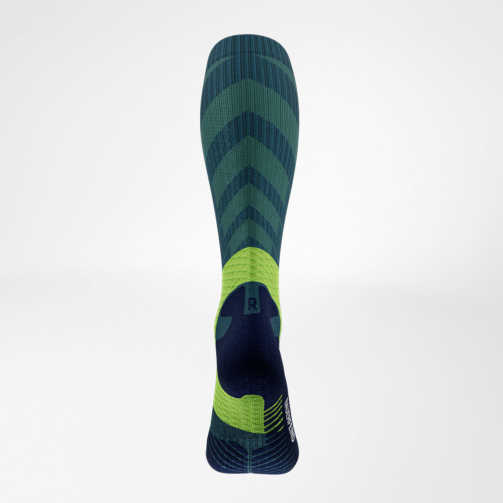 Back view of the blue -green trail run - running socks